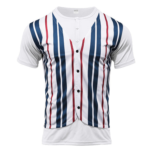 Chemise à manches courtes tendance pour hommes avec patte de boutonnage cachée et motif rayé Chic und Stil