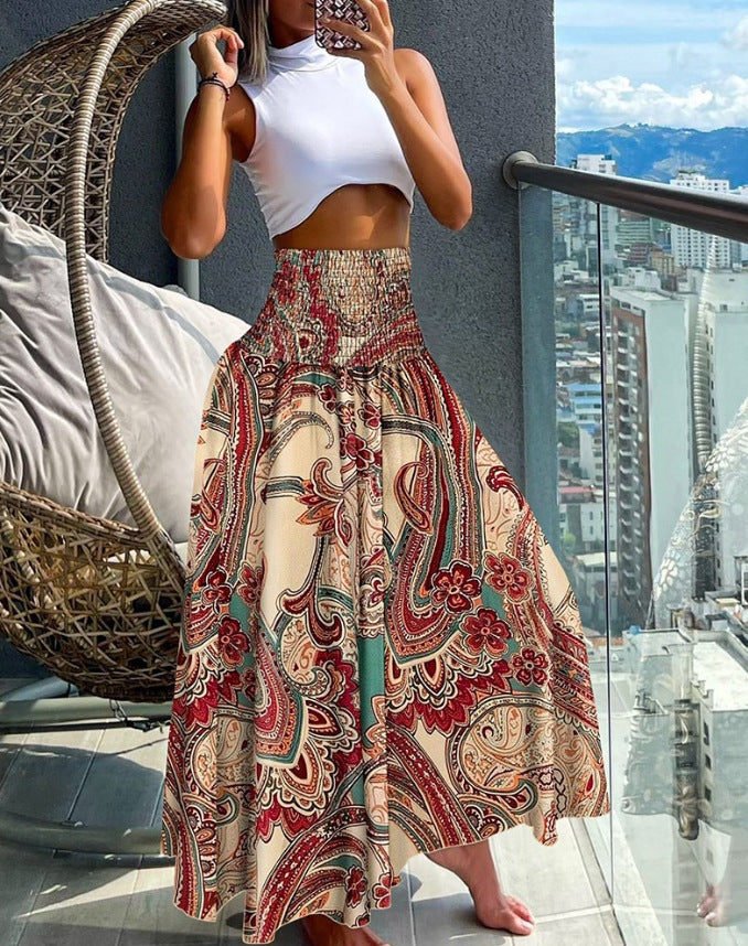 Jupe maxi boho pour femme avec taille élastique Chic und Stil