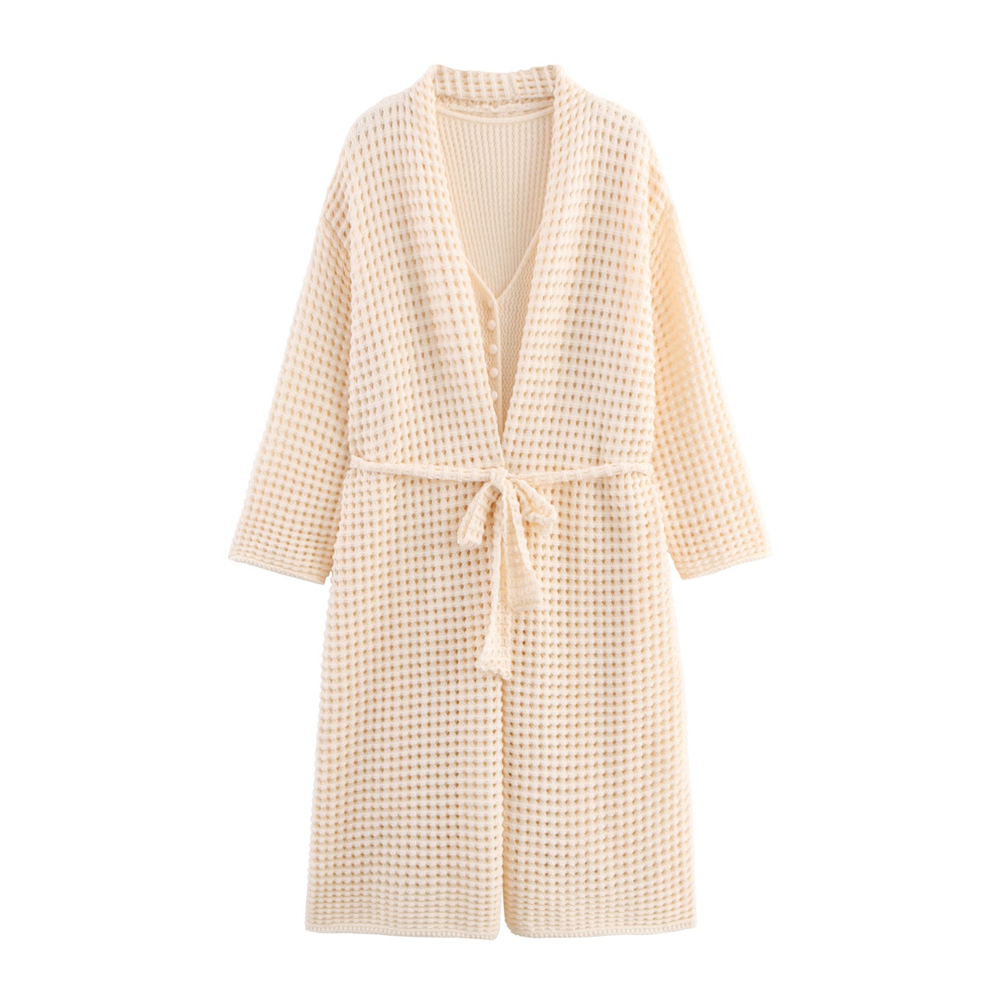 Cardigan en tricot pour femmes avec design asymétrique et élégant ceinturon à la taille Chic und Stil