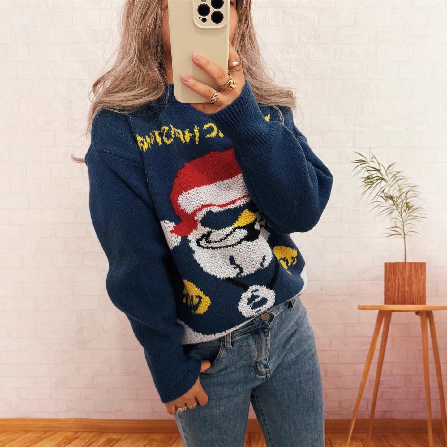 Pull en tricot festif pour femmes avec motif de Noël Chic und Stil