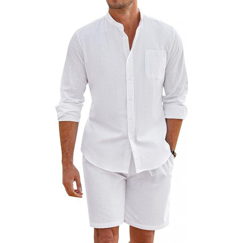 Chemise en lin légère pour hommes avec shorts assortis Chic und Stil