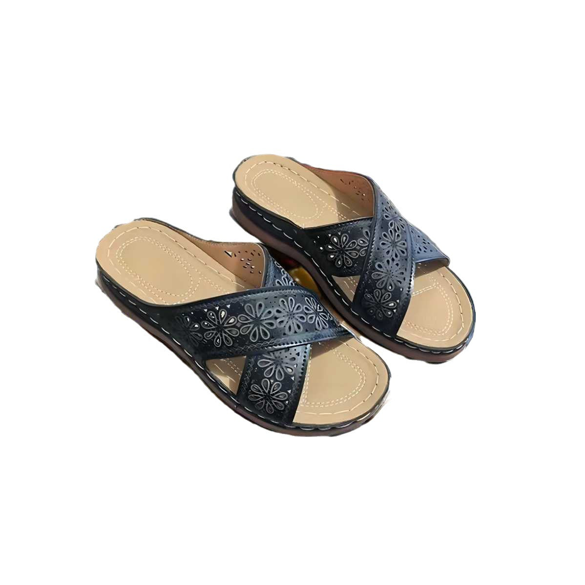 Sandales confort Chic und Stil avec applications florales pour femmes