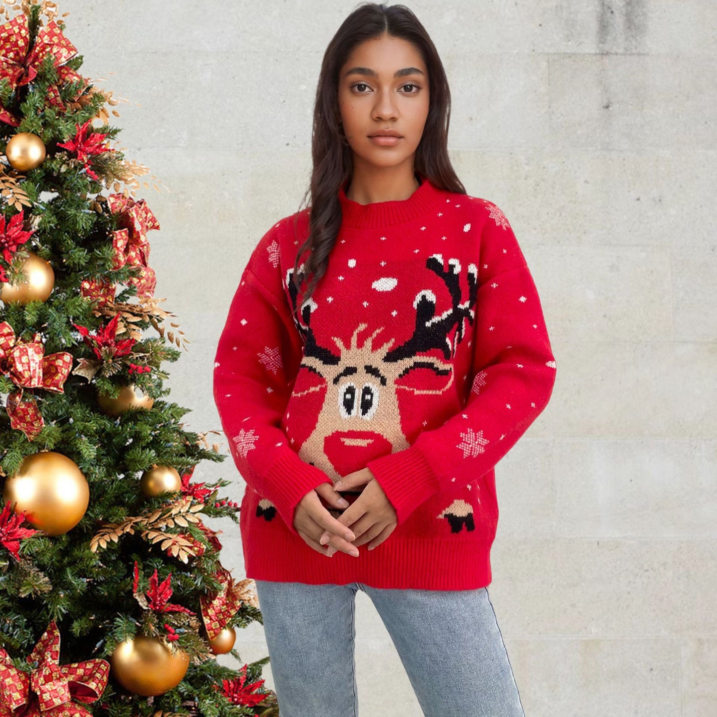 Pull de Noël pour femmes avec motif de rennes vif Chic und Stil