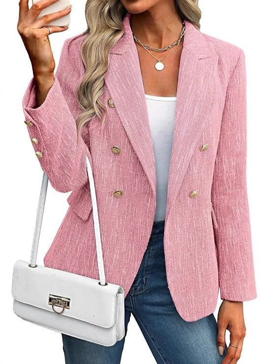 Blazer en tweed pour femmes avec double rangée de boutons Chic und Stil