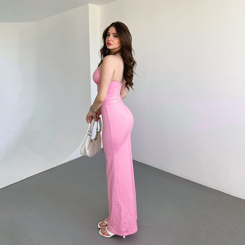 Robe maxi slim-fit pour femmes avec bretelles spaghetti Chic und Stil