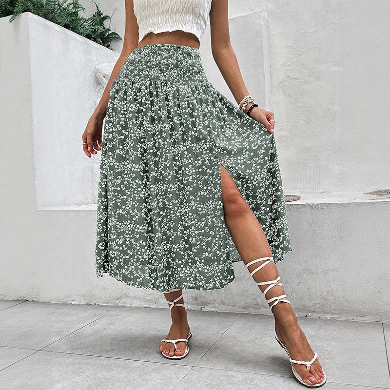 Jupe maxi fendue à imprimé floral pour femmes Chic und Stil