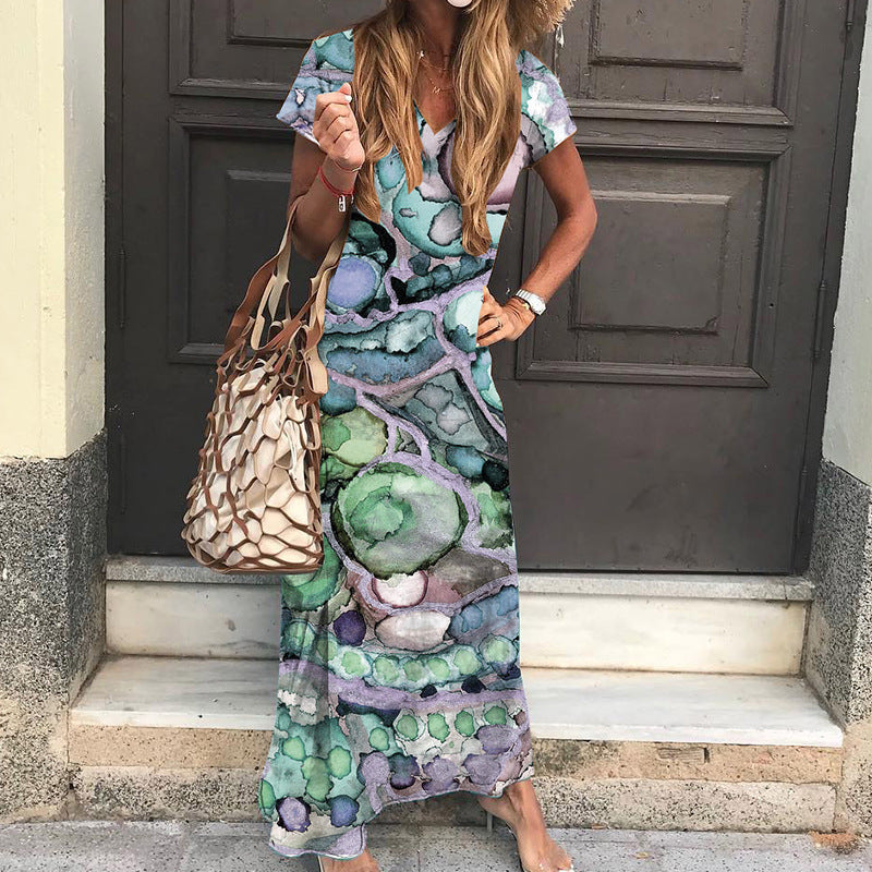 Robe maxi imprimée artificielle Chic und Stil pour femme