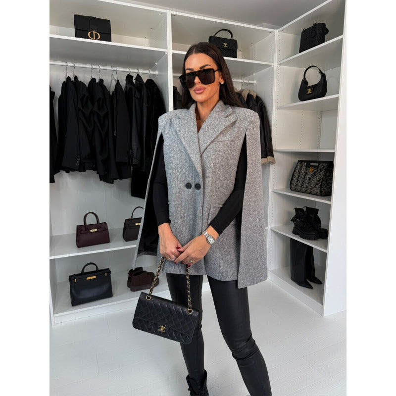 Women blazer cape double-breasted Chic and Style