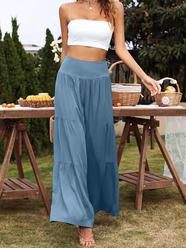 Pantalon d'été ample pour femmes avec taille élastique et coupe fluide Chic und Stil