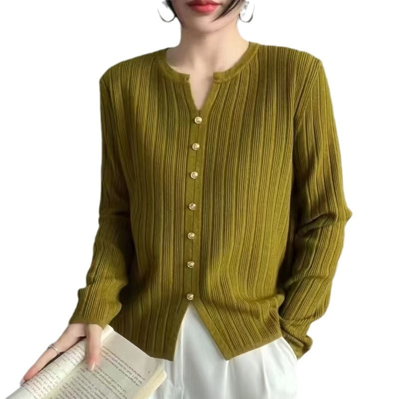 Blouse en tricot fin pour femmes avec patte de boutonnage Chic und Stil