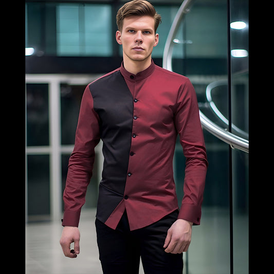 Chemise à manches longues élégante pour hommes avec un joli design de bloc de couleur Chic und Stil