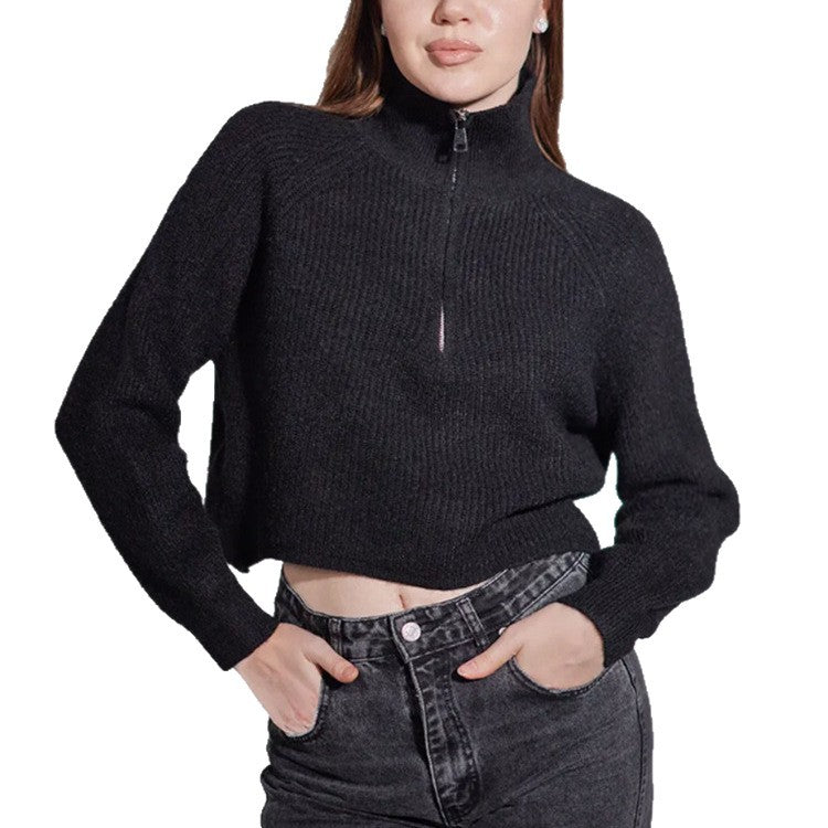 Pull femme avec col montant et zip Chic und Stil