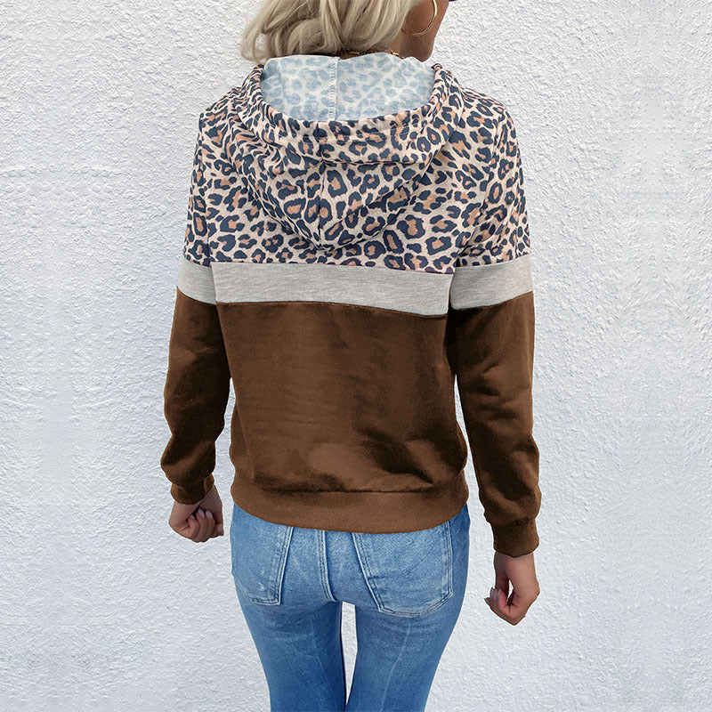 Pull à capuche pour femmes avec motif léopard tendance Chic und Stil