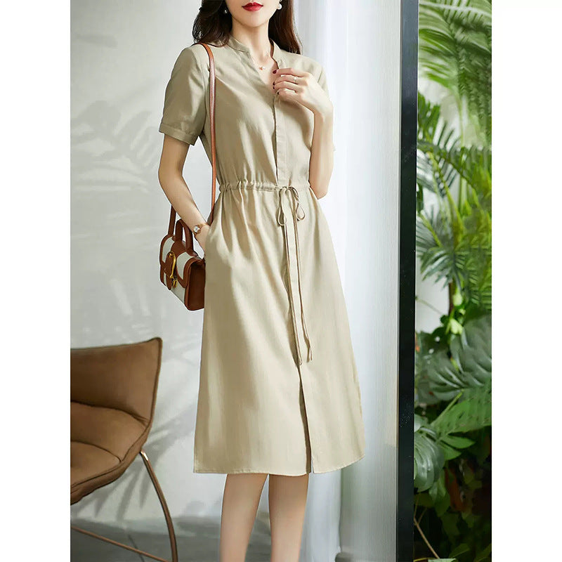 Robe midi décontractée à boutons pour femmes Chic und Stil