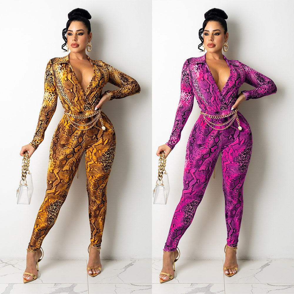 Dames Bodysuit à motif animal exotique Chic und Stil