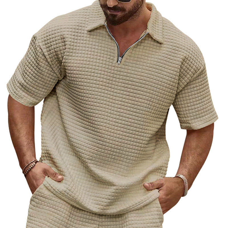 T-shirt polo décontracté pour hommes à manches courtes avec design texturé Chic und Stil