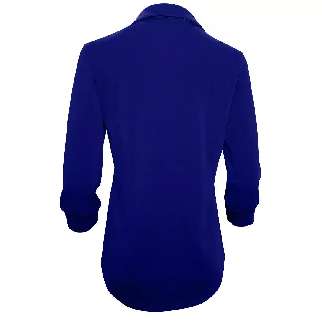 Blouse à manches longues pour femmes avec un élégant décolleté en V et des plis décoratifs Chic und Stil