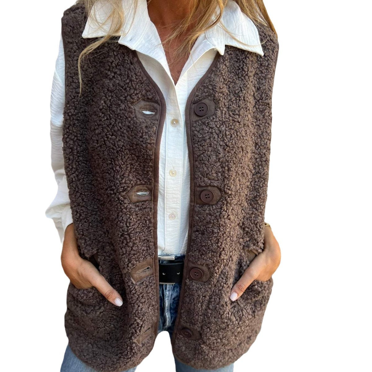 Dames Gilet Doux avec Boutons Chic und Stil