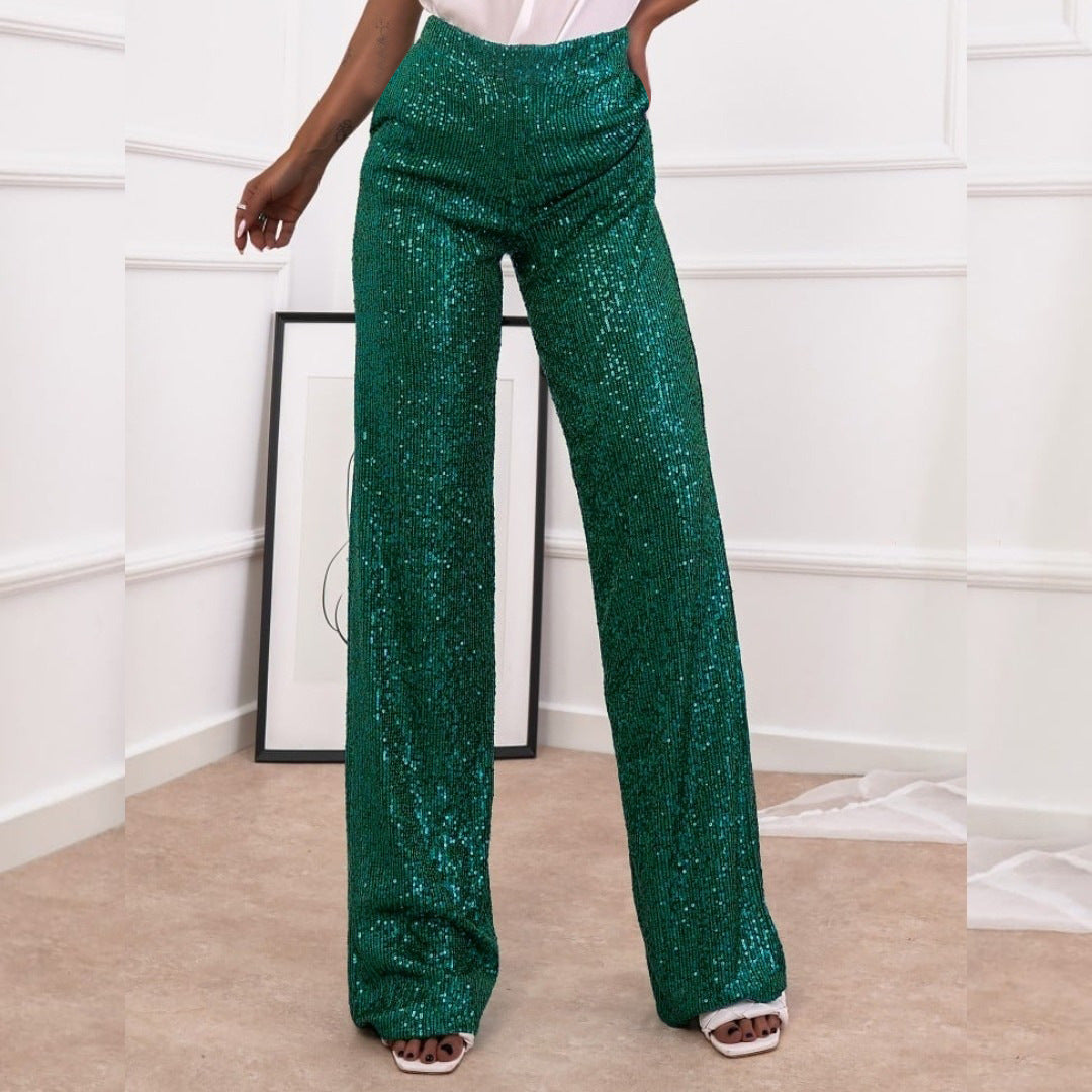 Dames Paillettes Glamour Pants Chic und Stil