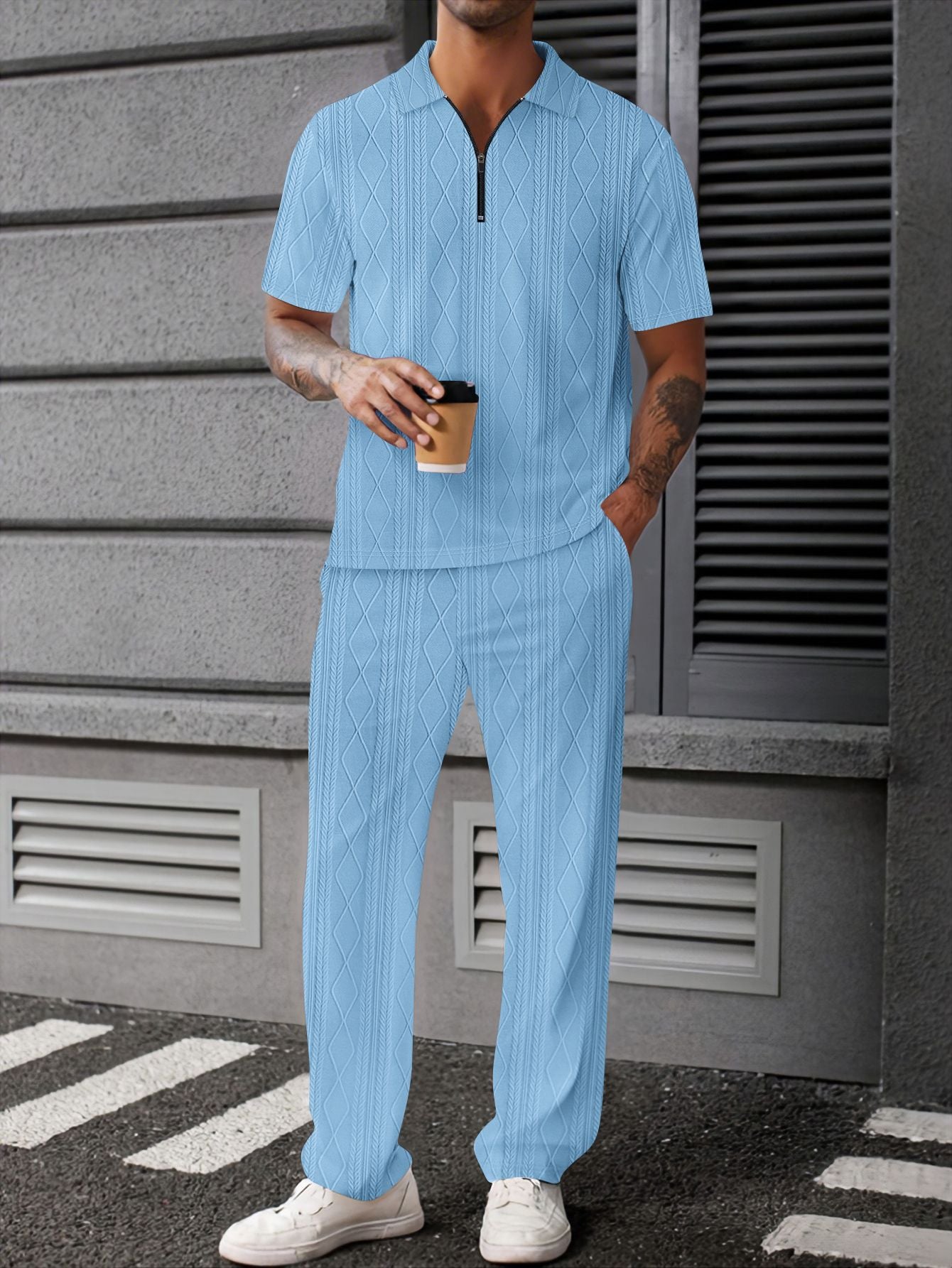 Hommes ensemble polo en tricot élégant Chic und Stil