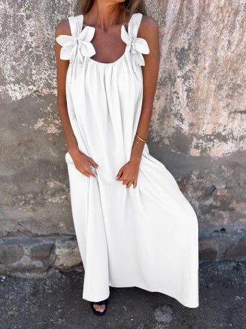 Robe maxi fluide pour femmes avec liens décoratifs aux épaules Chic und Stil