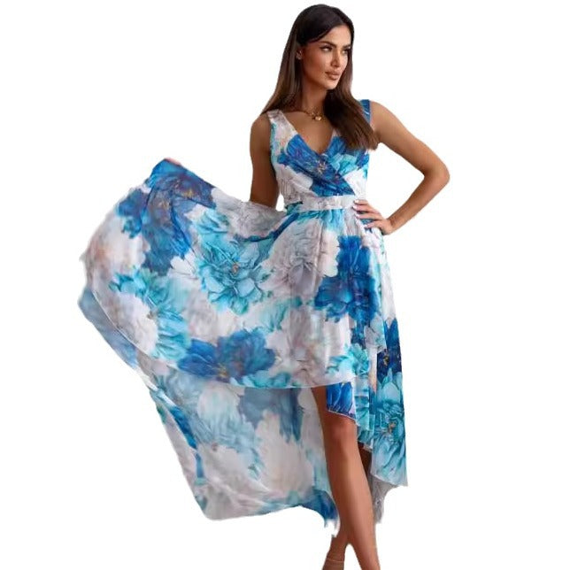 Chic and stylish high-low floral maxi dress for women