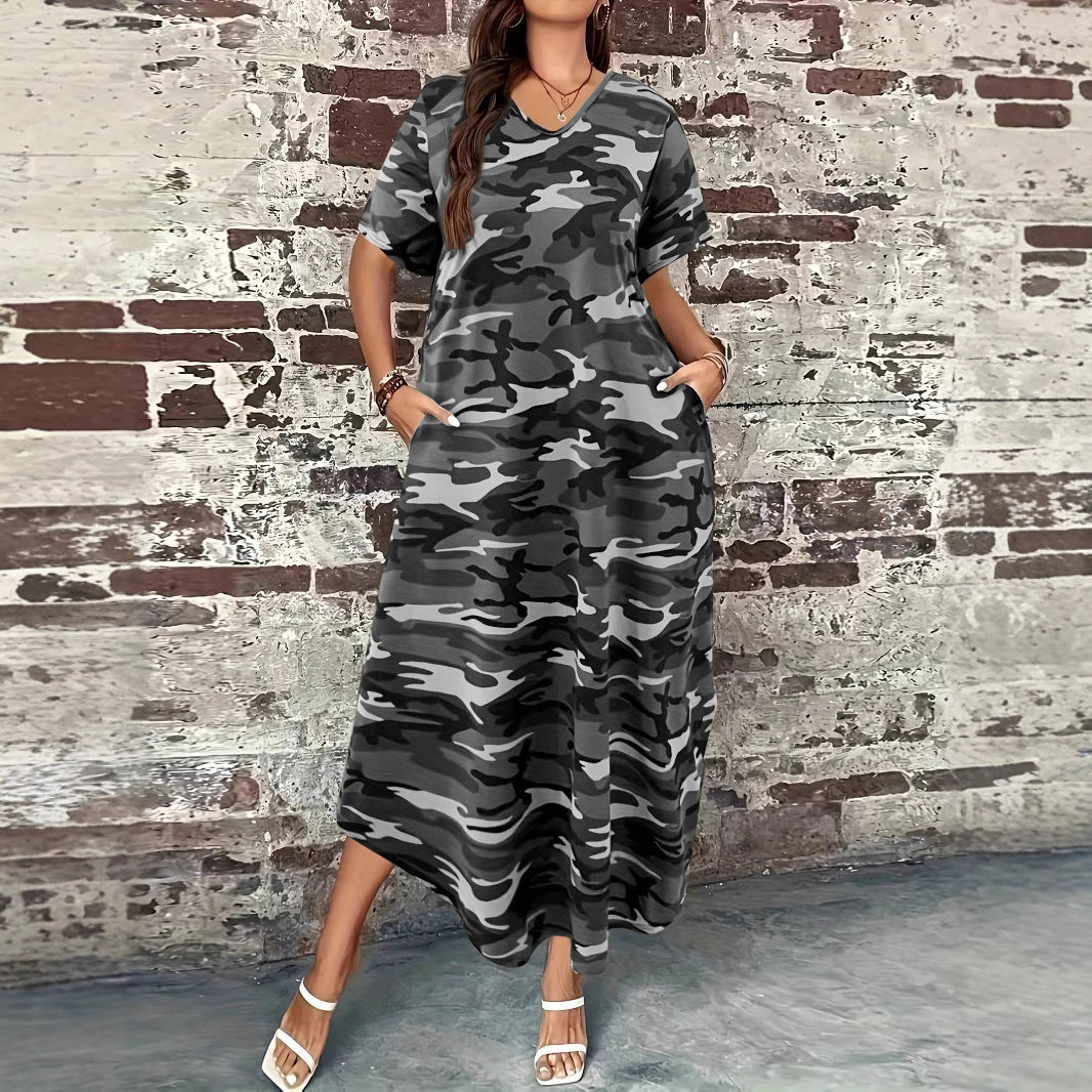 Robe Maxi Camo Imprimé de Loisirs pour Femmes Chic und Stil