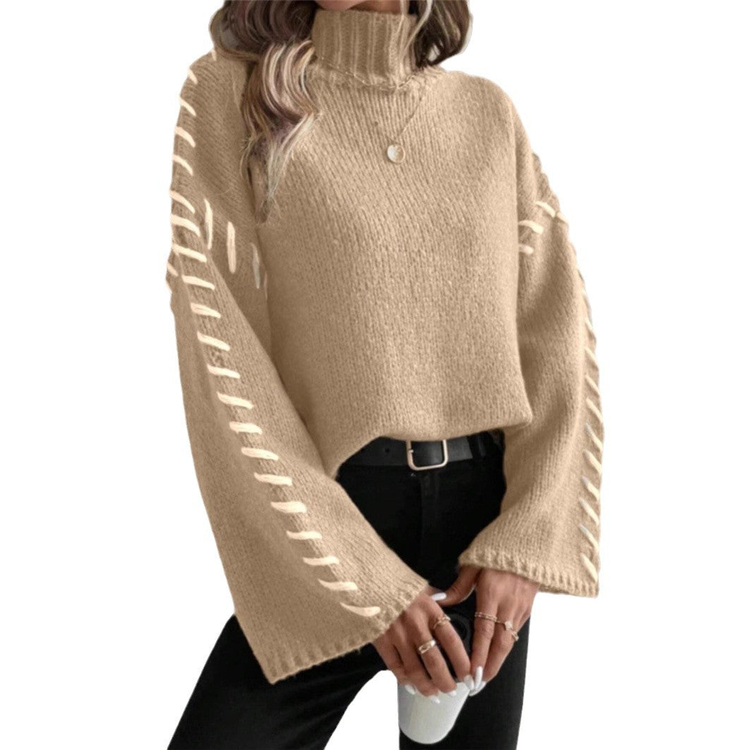 Pull en knit pour femmes avec des manches larges et un col montant Chic und Stil