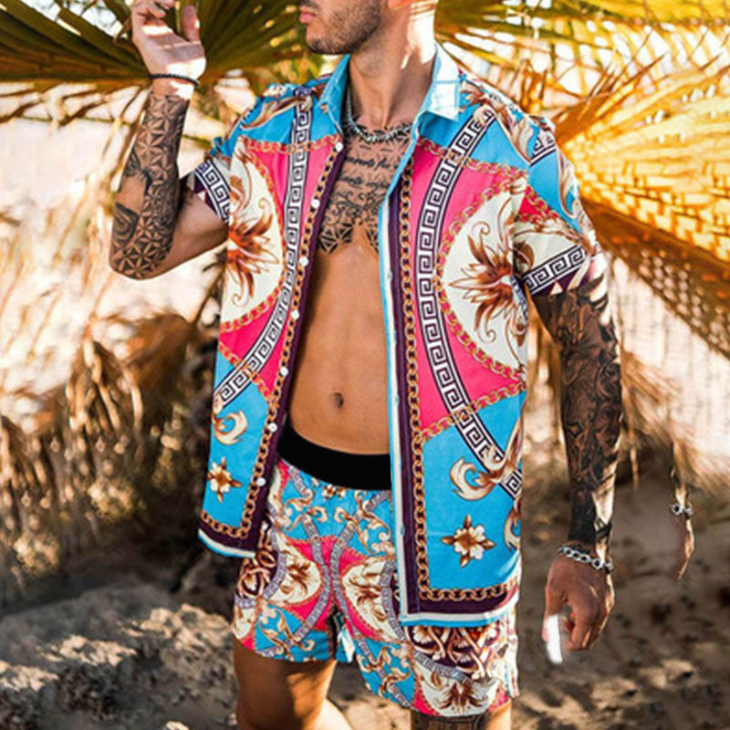 Hommes Ensemble d'été décontracté à motifs floraux Chic und Stil