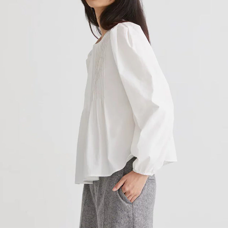 Blouse à manches bouffantes plissées Chic und Stil pour femmes