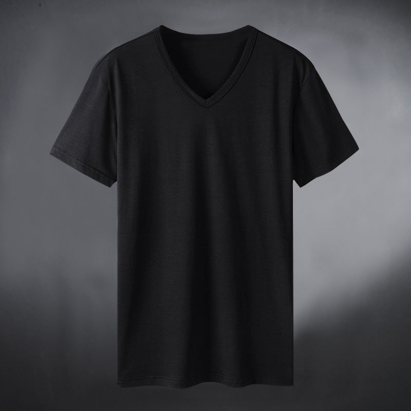 T-shirt femme à col en V en mélange de coton de haute qualité Chic und Stil