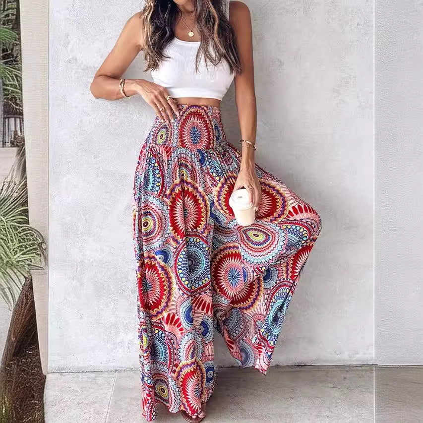 Pantalons Palazzo pour femmes avec impression tropicale Chic und Stil