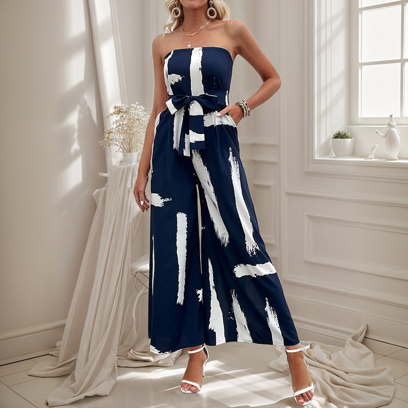 Combinaison sans bretelles pour femmes avec jambes larges et ceinture cintrée Chic und Stil