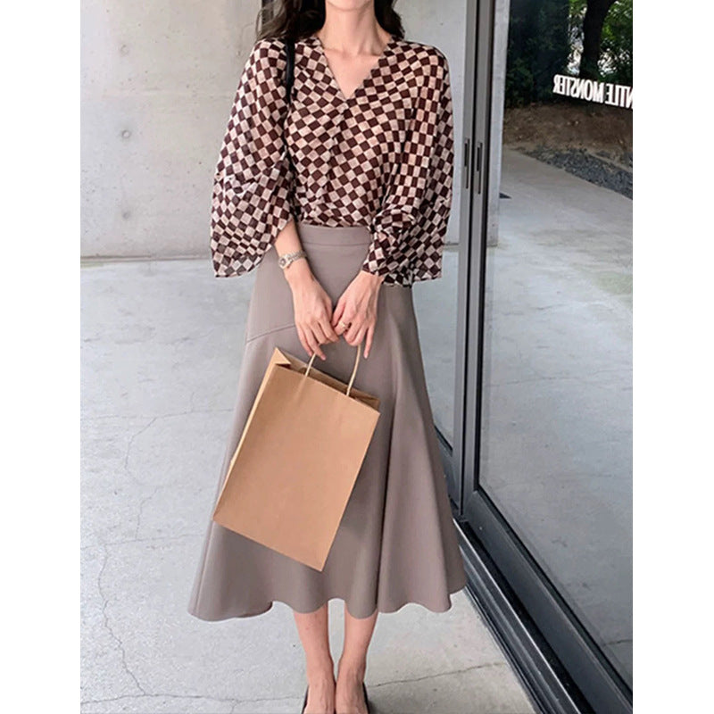 Blouse Femme à Motif Géométrique Col V Chic und Stil