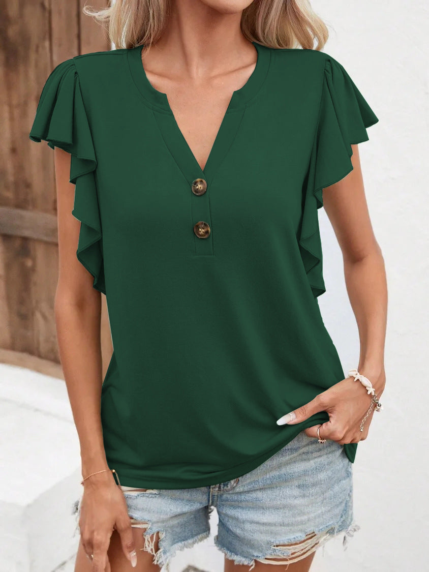 Blouse pour femmes avec détails en volants et fermeture à boutons Chic und Stil