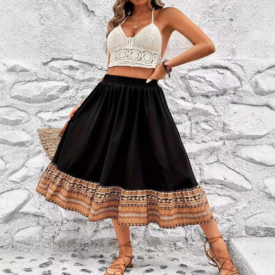 Jupe maxi femme avec design ethnique coloré et taille élastique Chic und Stil