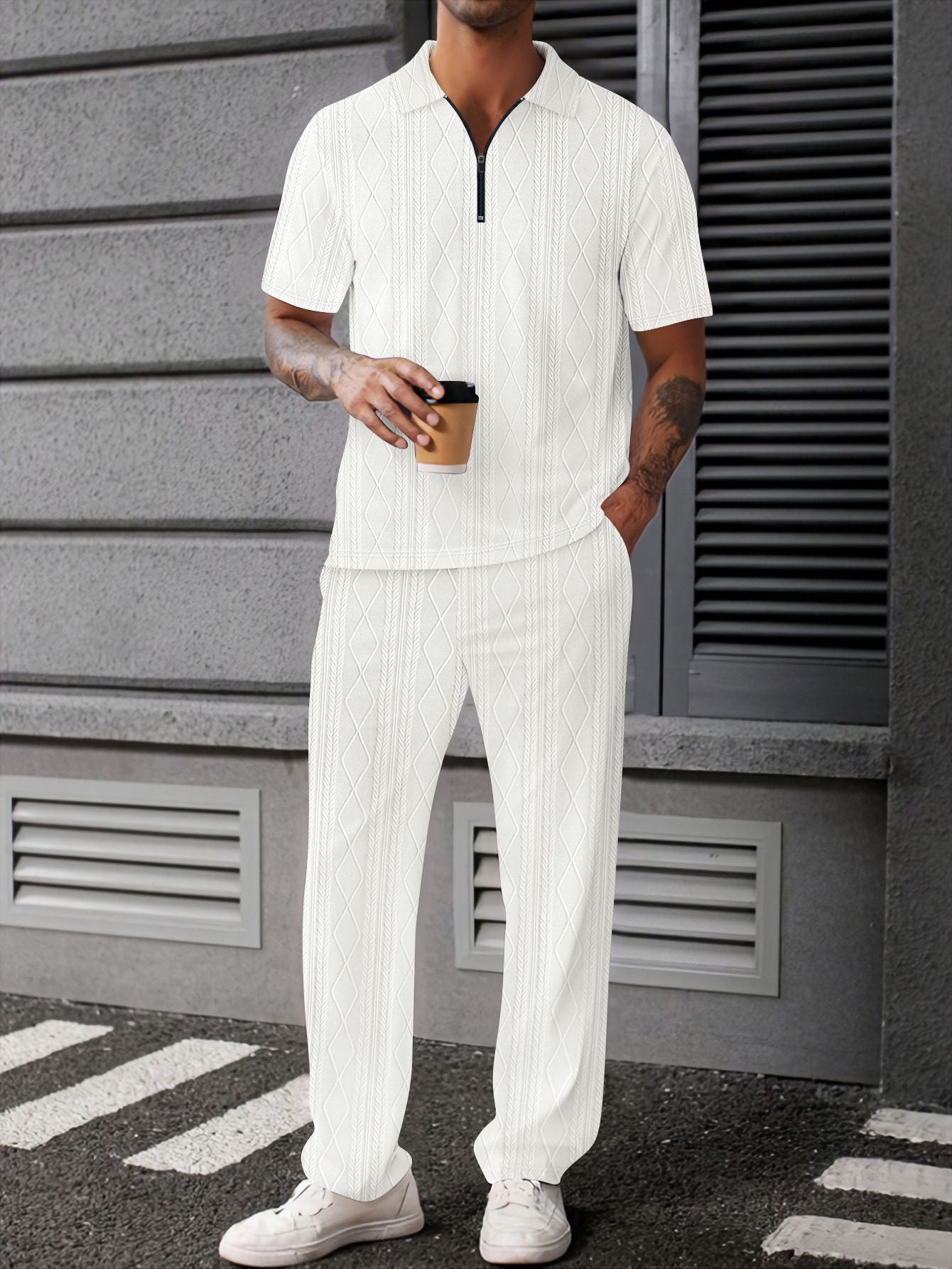 Hommes ensemble polo en tricot élégant Chic und Stil