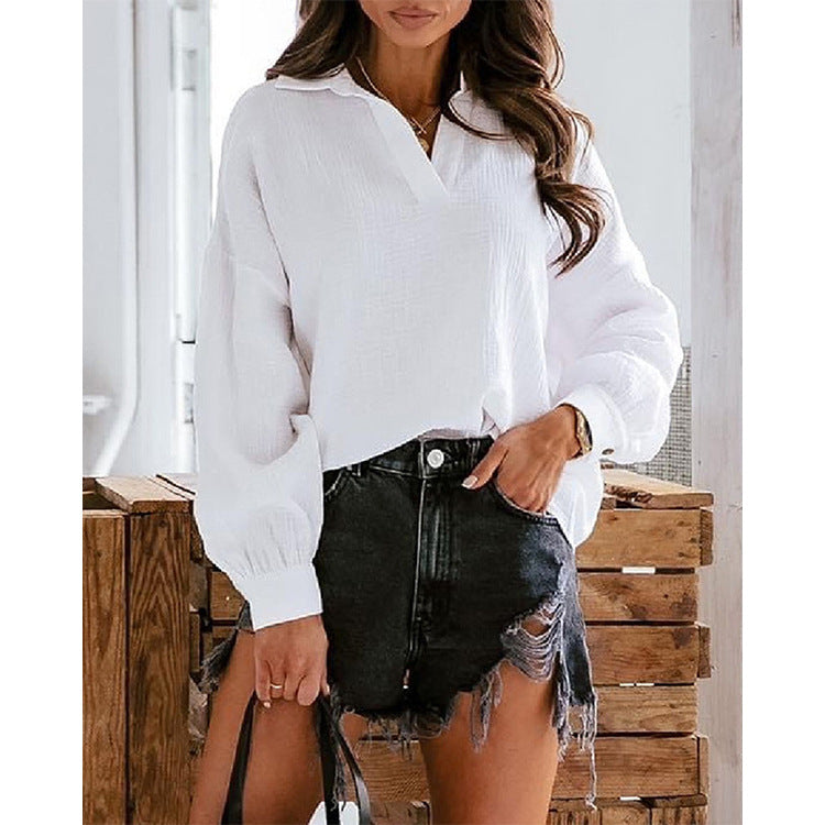 Blouse décontractée femme avec décolleté en V et manches raglan Chic und Stil
