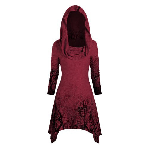 Robe à capuche pour femmes avec design graphique d'arbre Chic und Stil