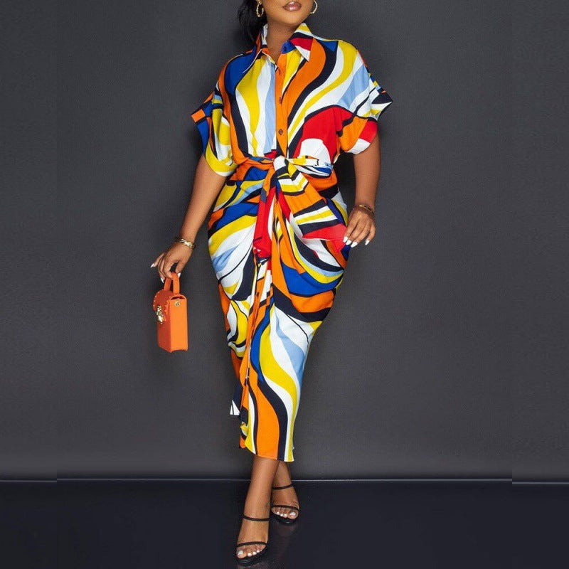 Robe midi en patchwork denim pour dames Chic und Stil