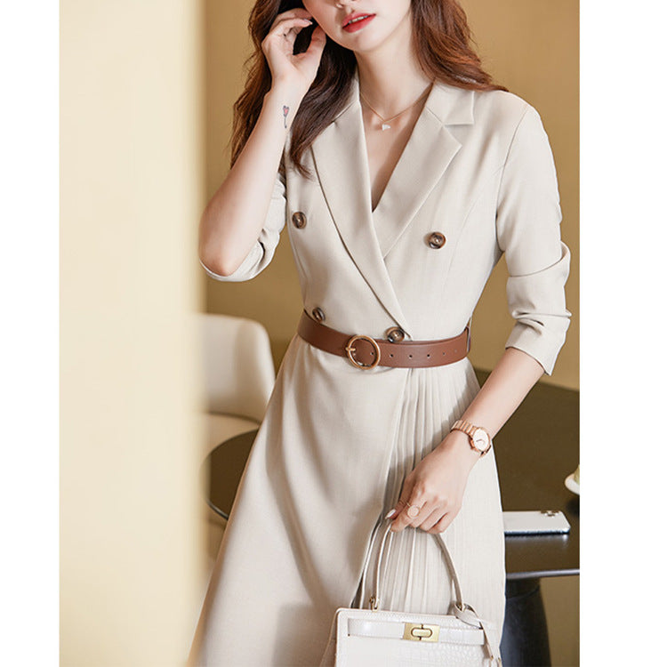 Robe midi à double boutonnage pour femmes avec ceinture Chic und Stil