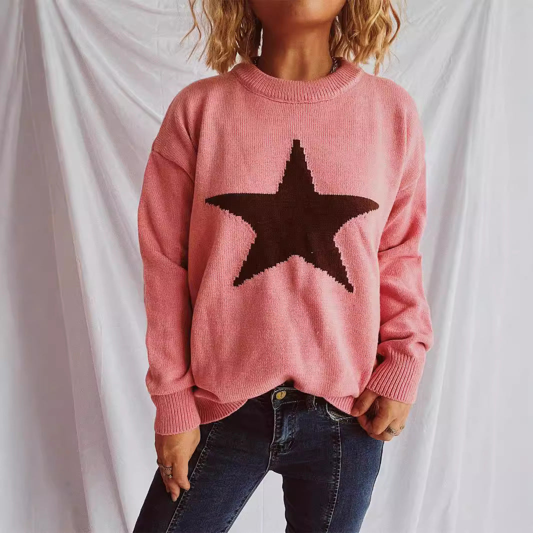 Pull décontracté pour femmes avec un motif d'étoiles accrocheur Chic und Stil