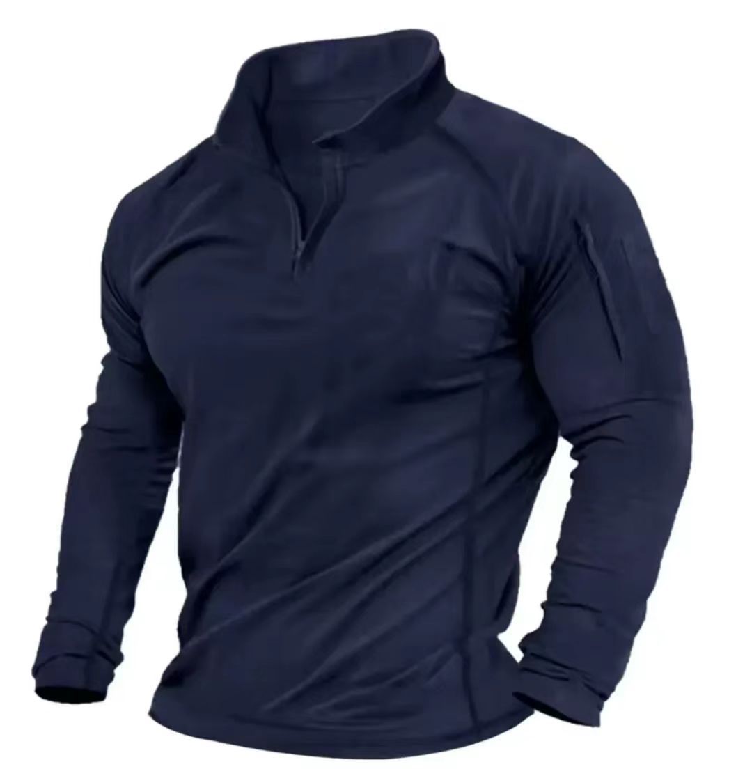 Functional T-shirt for men with high collar and half-zip Chic und Stil