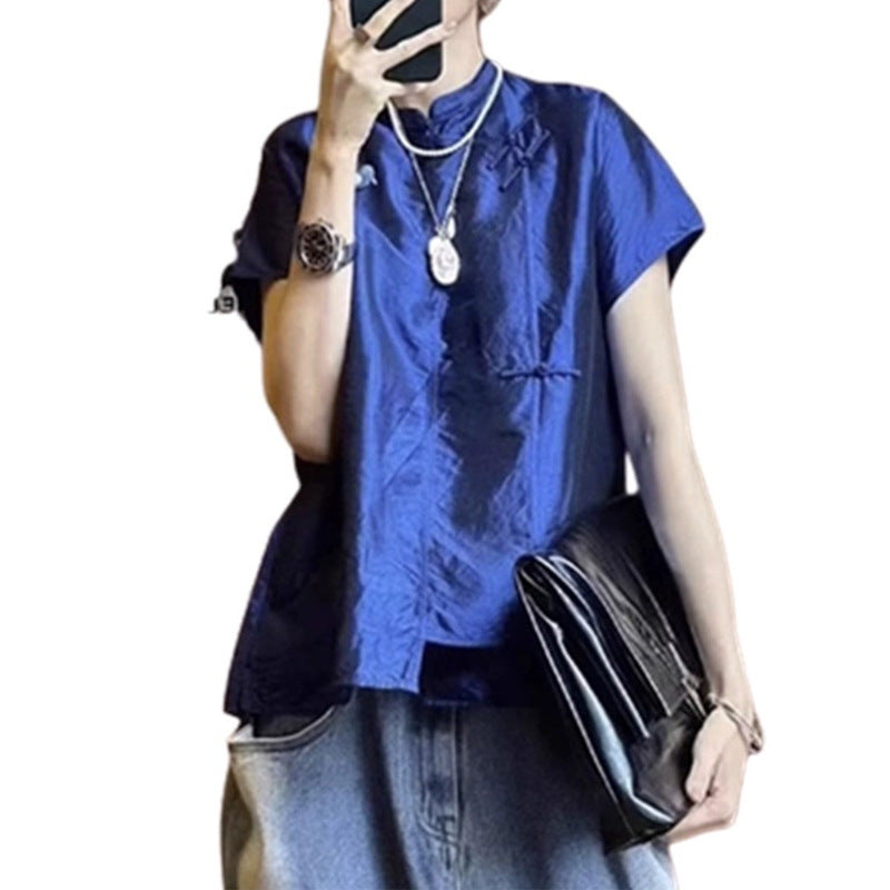 Chemise décontractée à col mandarin pour femmes Chic und Stil