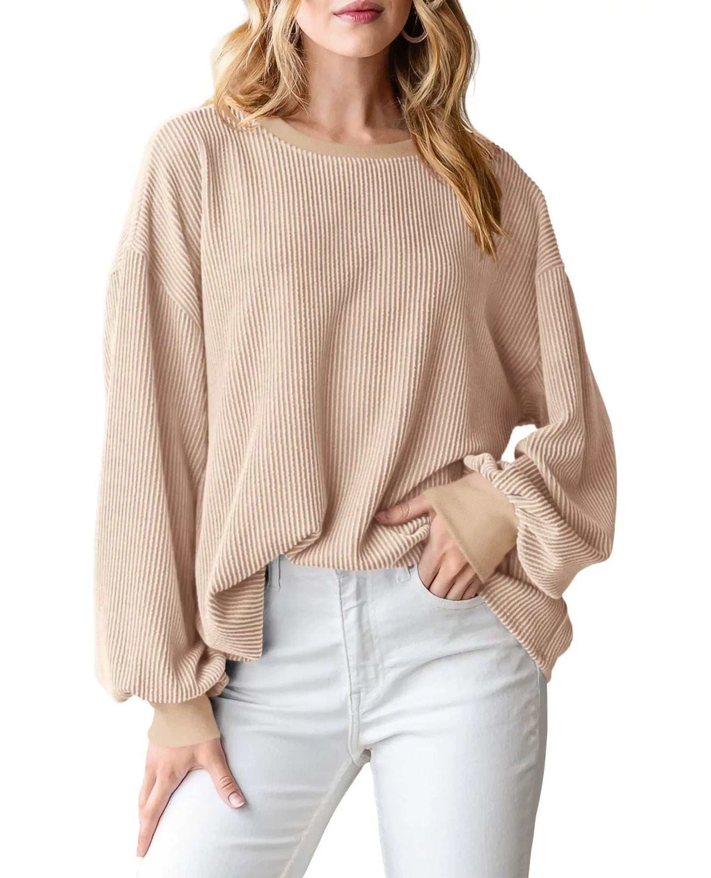 Pull en rib avec des manches amples pour femmes Chic und Stil