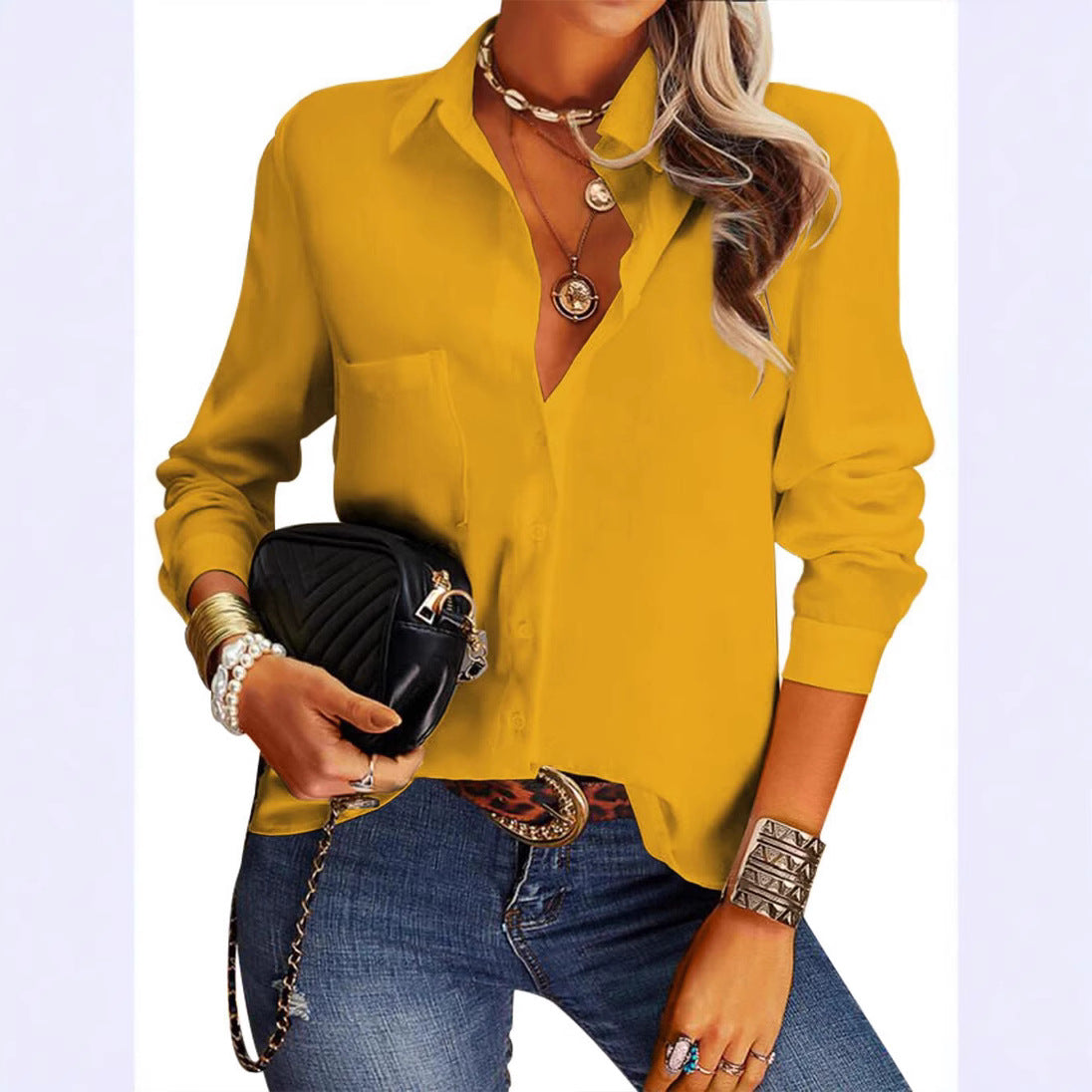 Chemise à manches longues décontractée classique pour femme Chic und Stil
