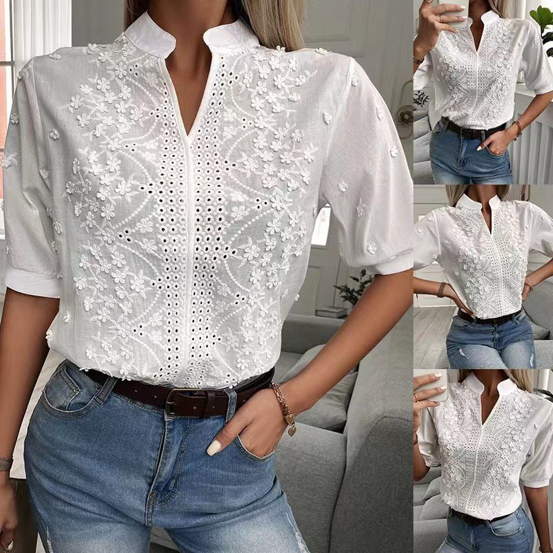 Blouse en coton brodée pour femmes Chic und Stil