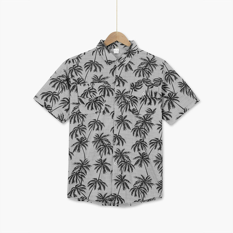 Chemise à manches courtes pour hommes avec motif palmier et poche poitrine pratique Chic und Stil