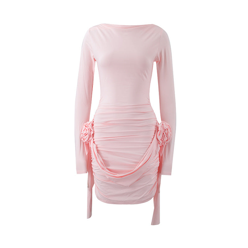 Robe ajustée pour femmes avec des détails en volants et des manches longues Chic und Stil