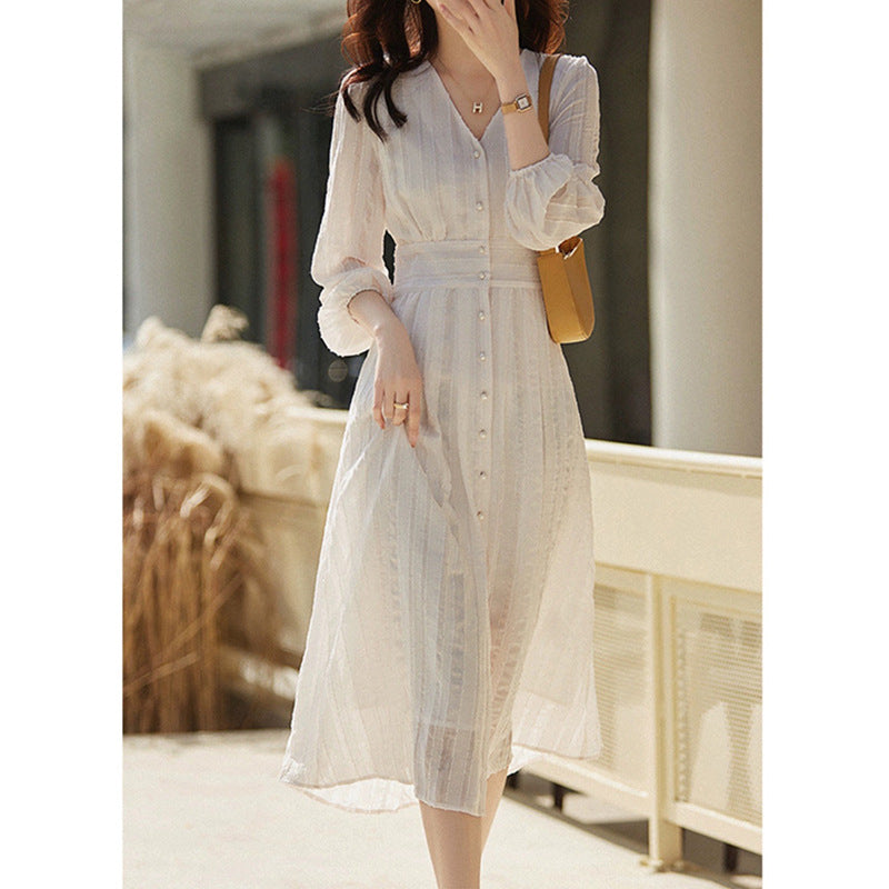 Robe midi fluide pour femmes avec boutonnière et ceinture Chic und Stil